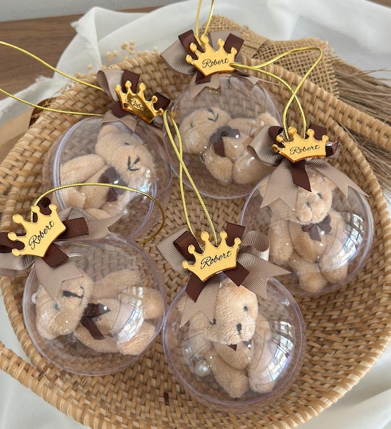 Elegant Teddy Bear Baby Shower Favors, Bear Keyrings, Gender