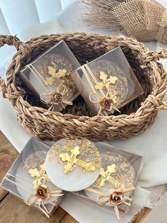 Personalized Epoxy Cross Magnet – Baptism, Christening First