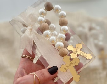 Personalisierte Mini Rosenkranz Gastgeschenke - Taufe Andenken, Taufgeschenk, Erstkommunion, religiöse Gastgeschenke