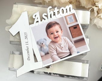 Personalized Photo Frame Magnet Favor, 1st Birthday Baby Keepsake Gift, Custom Photo Party Favors