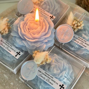 Personalized Peony Scented Candle Baptism/Shower Favor Keepsake