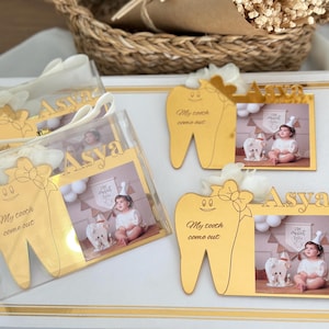 Personalized First Tooth Photo Magnet Baby Keepsake Party Favor