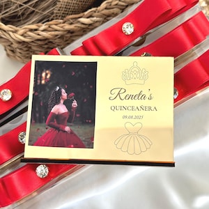 Personalized Acrylic Photo Frame Favors – Quinceañera & Sweet 16 Keepsakes with Custom Name , Date