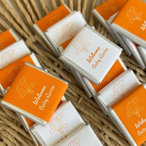 Personalized Baby Shower Chocolate Gifts, Welcome Baby Treats, Baby Boy & Girl Party Favors
