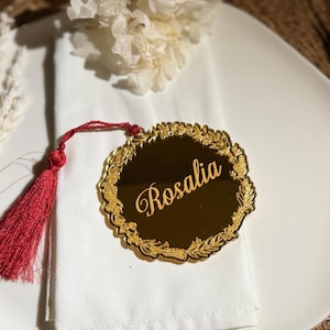 Marcadores de mesa para bodas, adornos para mesas de bodas, etiquetas para mesas de bodas, tarjetas para asientos de bodas, etiquetas para nombres de bodas, tarjetas de lugar con espejo acrílico