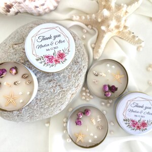 Personalized Wedding Candle Favors with Dried Flowers – Scented Gifts for Guests, Bridal Shower or Engagement Party