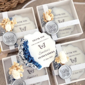 Personalized Quinceañera Magnet Favors Navy & Silver, Custom 15th Birthday Keepsake