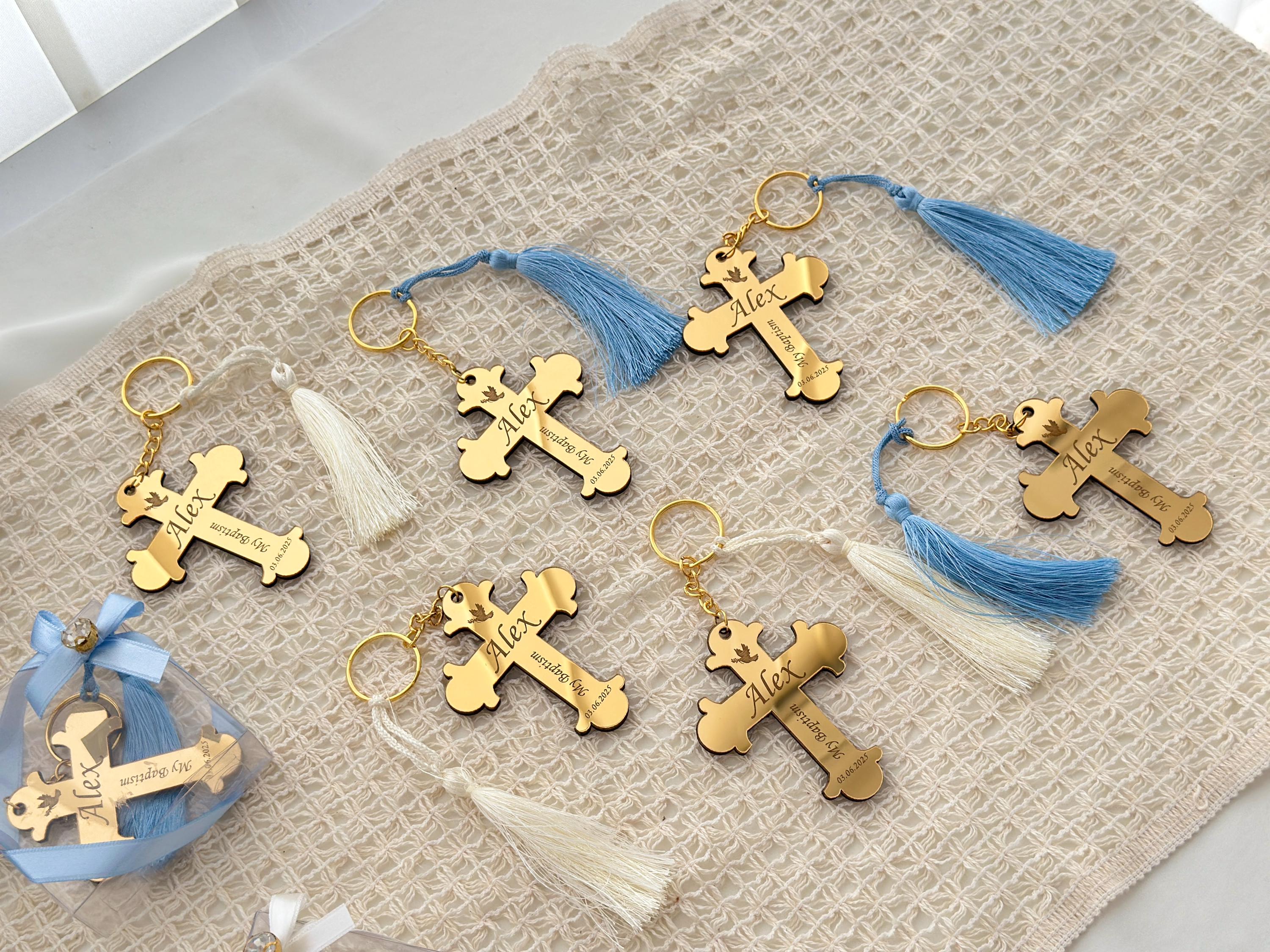 Personalized Acrylic Cross Keyring | Baptism & Christening Favor ...