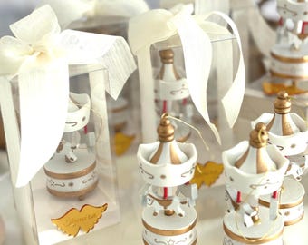 Personalized Wooden Carousel Baby Favor, Baptism Christening Keepsake, Baby Shower, First Birthday Gift