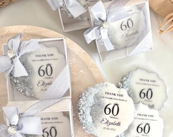 Personalized Birthday Magnet Favors, Elegant Keepsake, Custom Adult Birthday Gift, Epoxy Resin