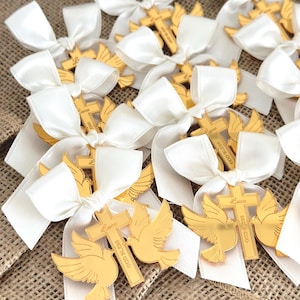 Custom Baptism Favor Tag, Gold Acrylic Mirror Cross, Personalized Baptism & Party Favors