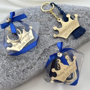 Custom Crown Keychain Baptism Favors, Christening Gifts for Boys & Girls, Unique Party Favors