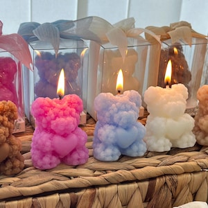 Candela orsetto personalizzata – Bomboniera battesimo personalizzata per bambini e bambine – Regalo baby shower a forma di orsetto – Bomboniera compleanno ricordo per feste Mi Bautizo