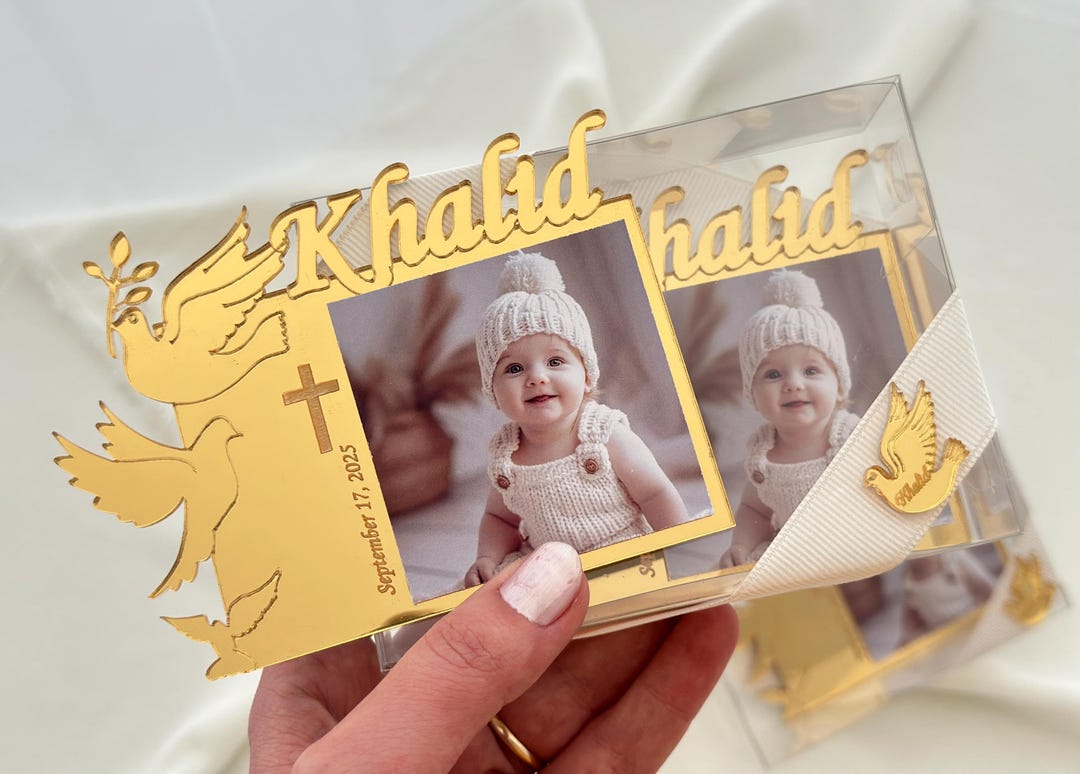 Personalized Cross Photo Frame Magnet Favors Birthday, Christening ...