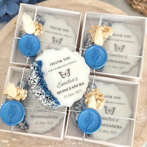 Personalized Quinceañera Favors, Lilac & Silver Epoxy Magnets