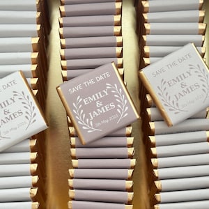 Personalized Wedding Chocolate Favors • Custom Name Chocolates for Guests • Bridal Shower & Engagement Party Gifts