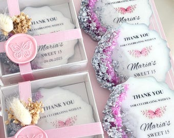 Recuerdos personalizados con imanes de resina epoxi – Regalo personalizado para quinceañera, dulces 15 y dulces 16