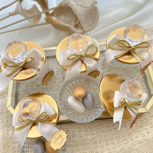 Elegant Gold Crystal Glass Wedding Favor Boxes, Customized Wedding Sweet Jars, Wedding Candy Jar Favors