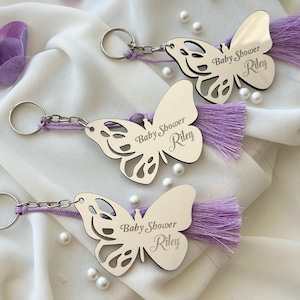 Custom Butterfly Keychain Baptism Favors for Guests – Baptism Gifts for Boys and Girls, Unique Christening Favors