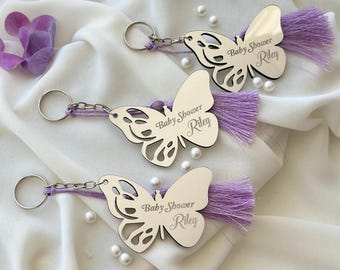 Personalisiertes Schmetterling Schlüsselanhänger Geschenk zur Taufe oder Taufe für Gastgeschenke zur Taufe