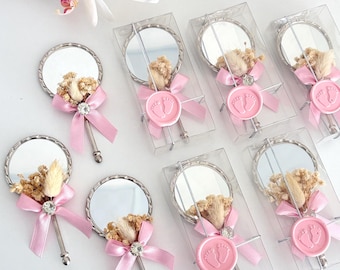 Specchio da mano dorato personalizzato, ricordo per baby shower, bomboniera di benvenuto, regalo di ringraziamento per neonato