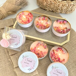 Personalized Wedding Favor Soy Candle Tin With Dried Flowers – Vanilla ...