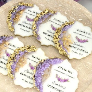 Lilac Butterfly Party Favors Personalized Quinceañera Magnet Gifts