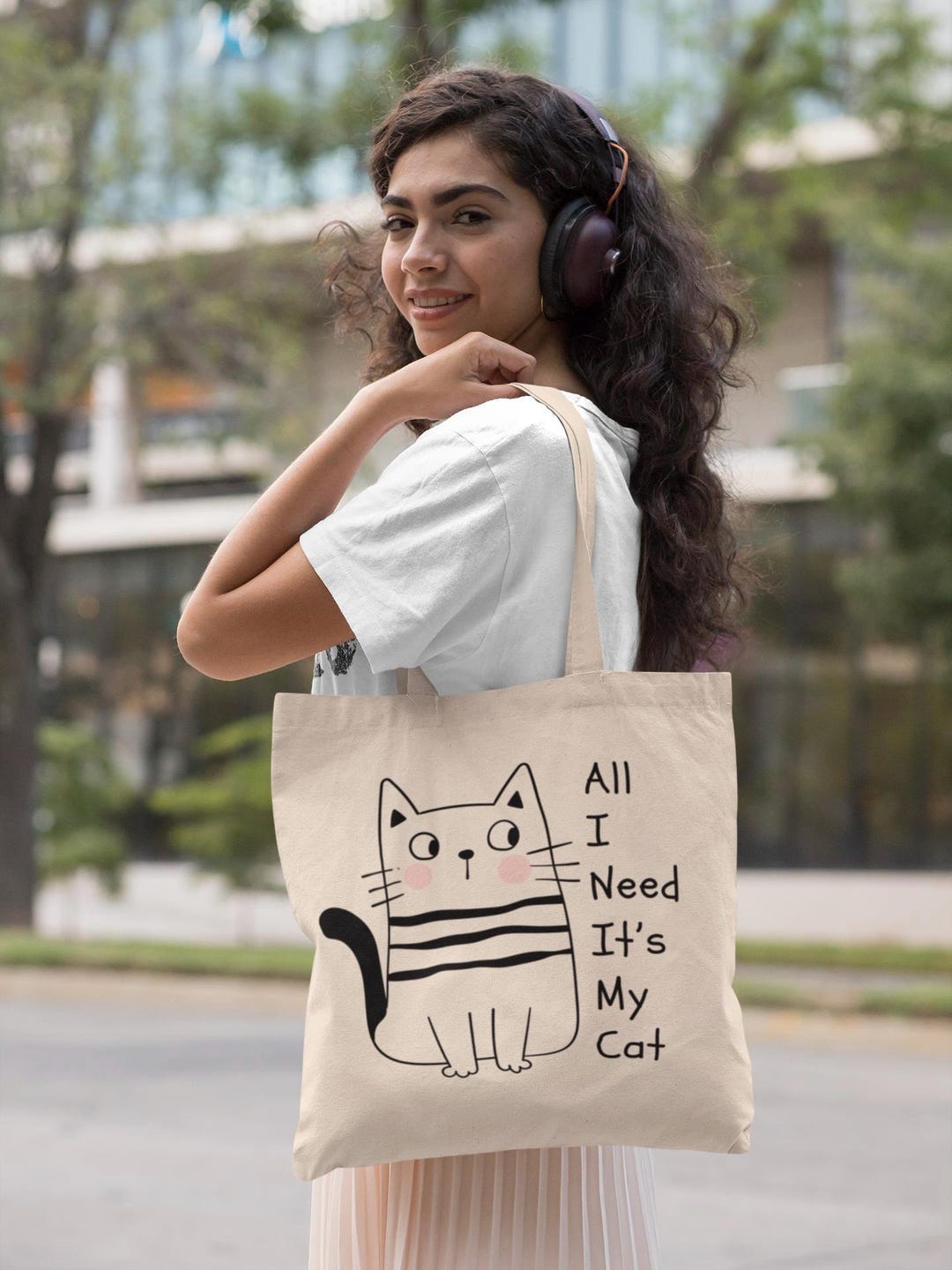 2026 New Green Cartoon Cat Cute Felt Tote Bag