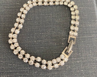 Vintage Double Row Rhinestone Tennis Bracelet