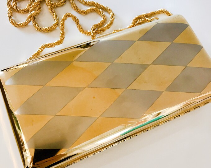 Gold Box Clutch Vintage Gold Evening Bag Fabrizio Verniani Gold Box