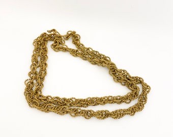 Vintage Twist Wire Chain Necklace - Chainmaille Necklace - Fancy Link Brass Necklace