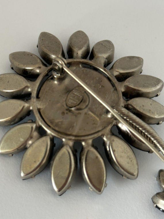 Vintage Flower Brooch Regency Black Rhinestone Daisy Whimsygoth View 2