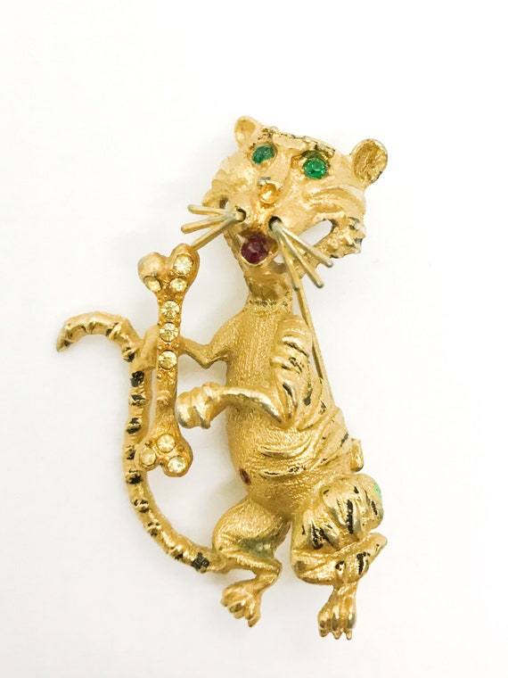 Pave Tiger Brooch - Signed Hobco House of Borvani… - image 1