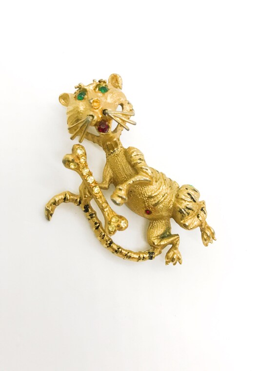 Pave Tiger Brooch - Signed Hobco House of Borvani… - image 2