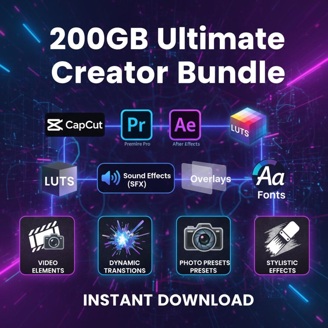 140+GB Creator Editing Bundle: Luts, SFX, Templates (instant Download ...