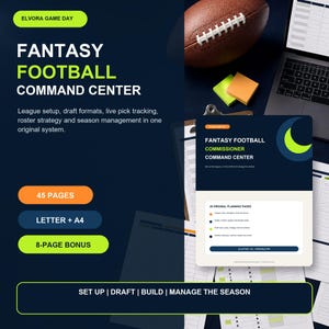 Fantasy-Football-Draft-Kit zum Ausdrucken, Liga-Leiter-Planer, Draft-Board, Kader- und Waiver-Tracker (PDF)