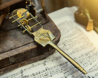 Gold Brass Hathor Sistrum: Egyptian Ritual Rattle for Sound Healing