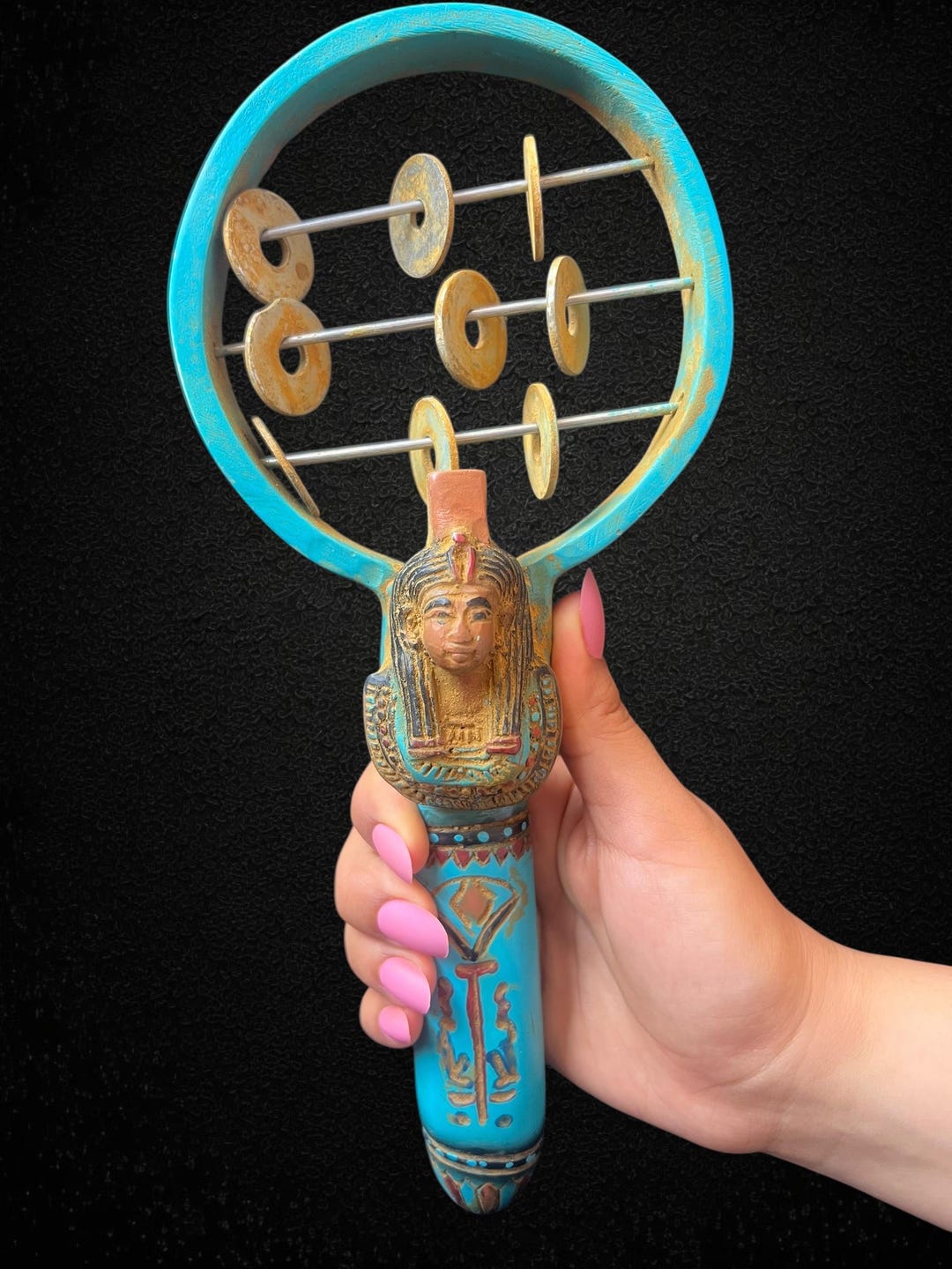 Kingan Instrument King Tut Sistrum: Egyptian Musical Instrument Replica With Turquoise ...
