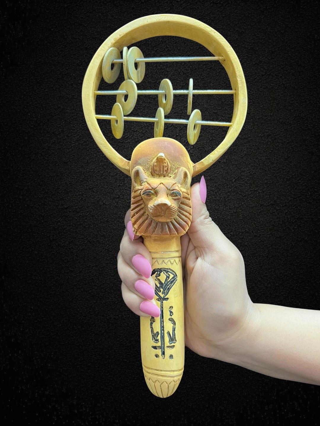 Pagan Rattle Egyptian Sistrum Rattle: Lion Goddess Sekhmet, Pagan Ritual Instrument ...