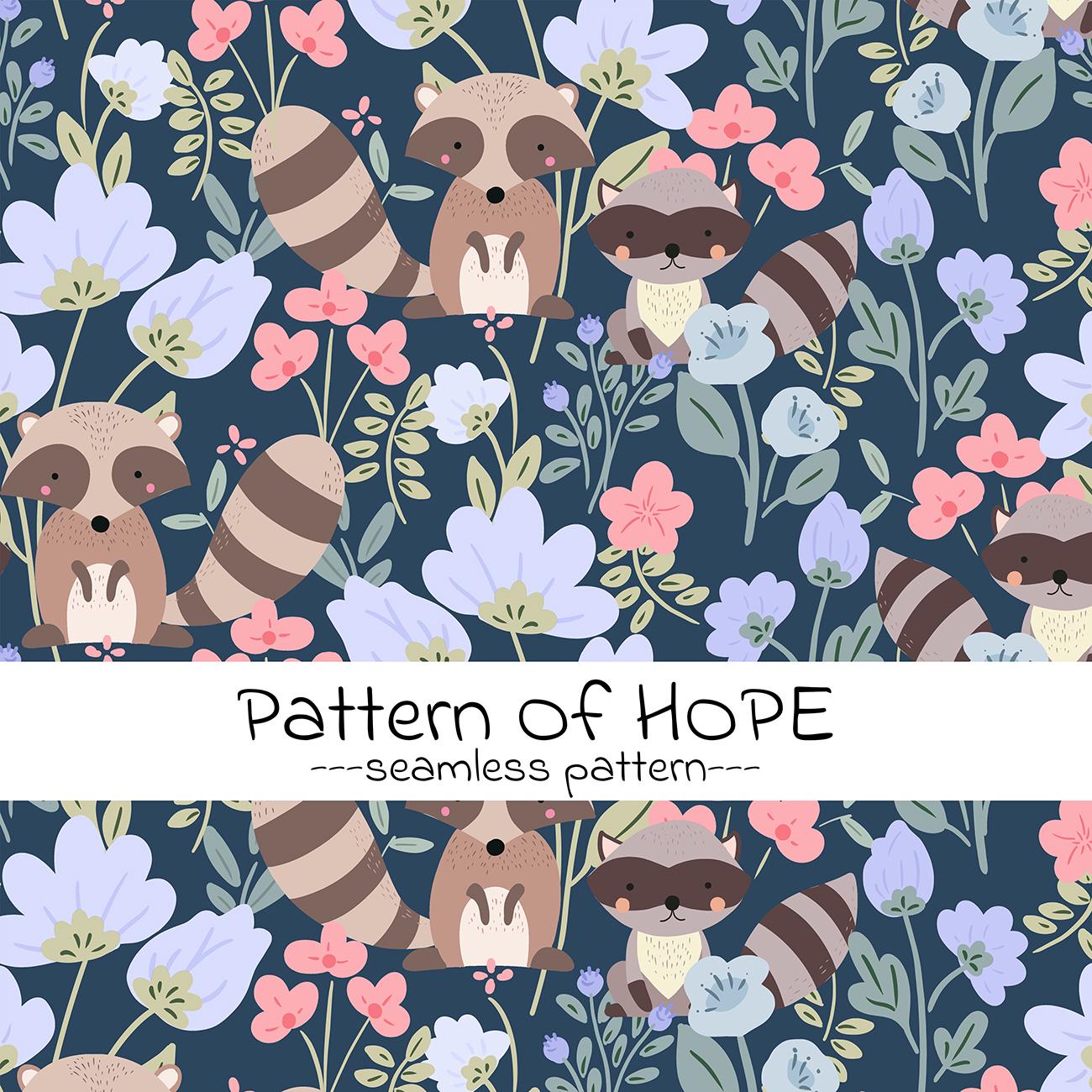 Raccoon Seamless Pattern, Woodland Floral Animal Pattern - Etsy