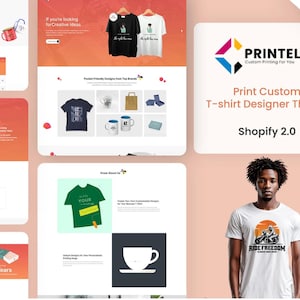 Tema Shopify 2.0 para impressão sob demanda | Design responsivo para lojas de impressão em dispositivos móveis para camisetas, canecas, panfletos, cartões, banners e serviços de impressão personalizados