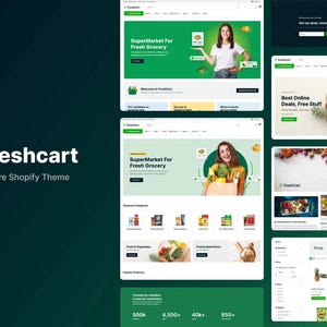 Freshcart Shopify Theme 2.0 for Grocery Stores, Mobile-Responsive, Mega Menu, Product Filters, Quick View, Wishlist, Drag and Drop Feature