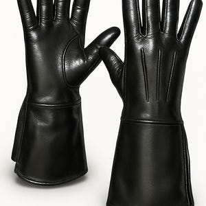 Halloween Handmade Leather Gauntlet Gloves: Medieval LARP Cosplay - Long Cuff Arm Armor