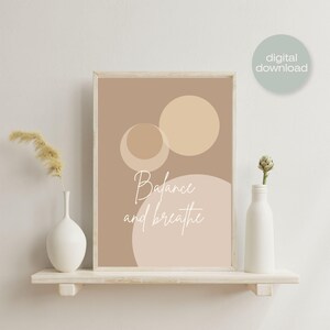 Balance and Breathe Wall Art - Motivational Affirmation Printable - Digital Download Modern Home Decor