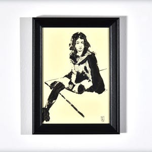 Painting original woman acrylic black&white portrait contemporary