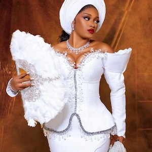 African Feather Hand Fan: Nigerian Wedding Bridal Accessory