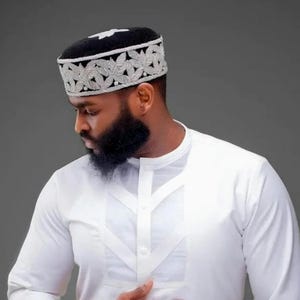 African Velvet beaded cap , African hat,Hausa cap,kufi hat,kufi cap, African cap, Hausa multicolor cap, nigerian wedding hat for men.
