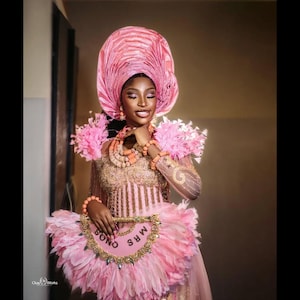 African Feather Hand Fan: Nigerian Wedding Bridal Accessory
