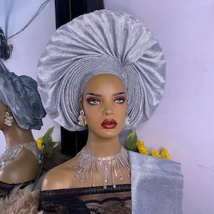 Aso Oke Auto Gele, Ipele and Fila, Ready to Wear African Headwrap