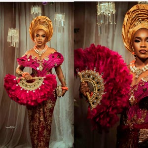 Bridal Feather Fan: African Wedding Hand Fan with Silver/Gold Handle